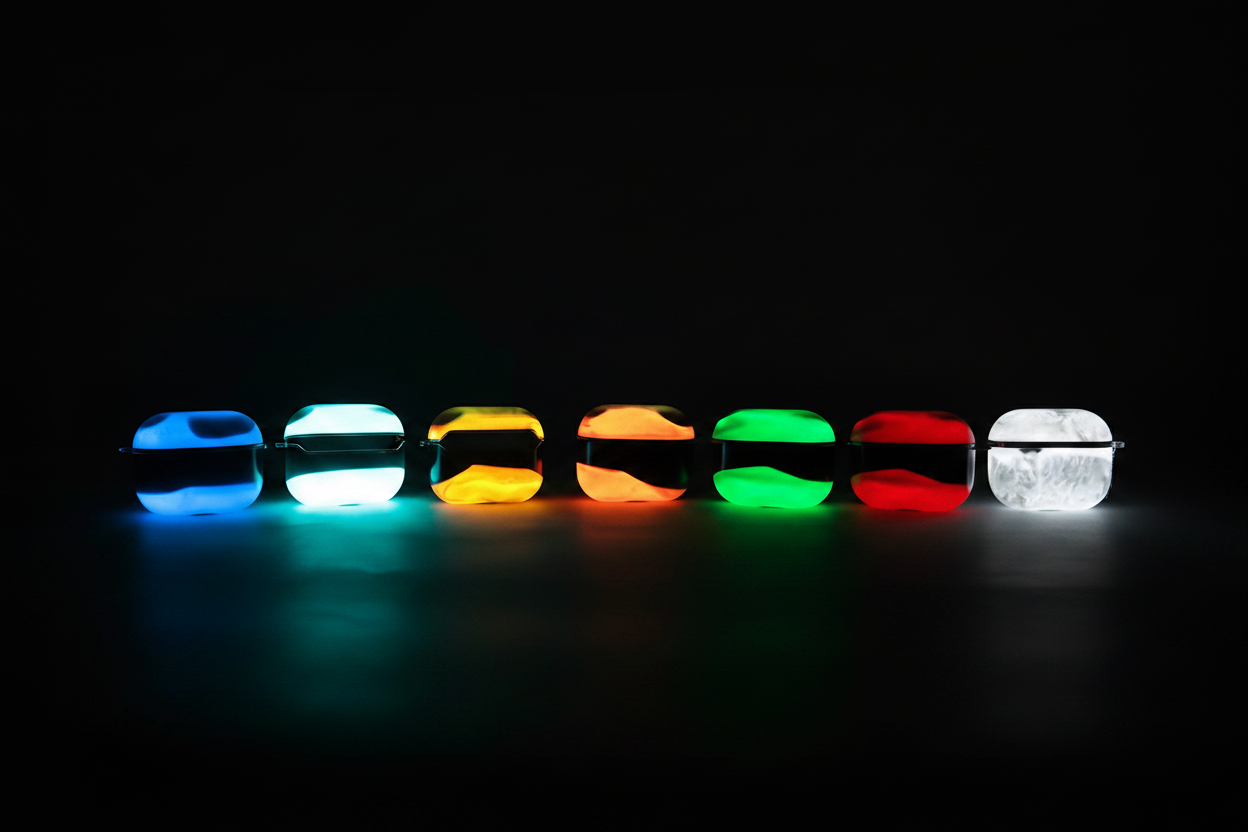 Glowing AirPod Cases with Red and White Marble